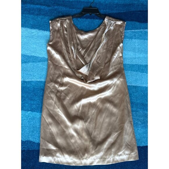 Club Monaco Rose Gold Satin Cowl Neck Dress Size 6 - Picture 4 of 5